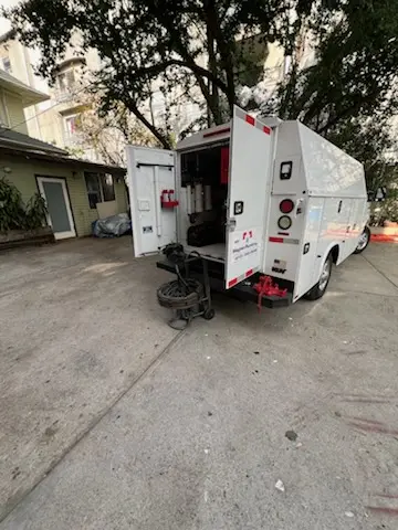 Magnet Plumbing service vehicle on-site for Grease Trap Cleaning in Ortega Hills